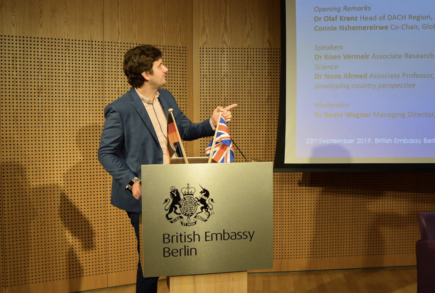 Robert Lepenies speaking at the British Embassy Berlin